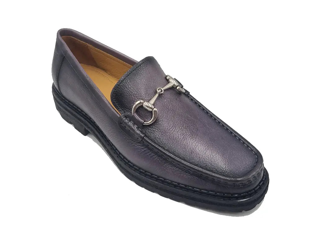 Pebble Leather Buckle Loafer Carrucci