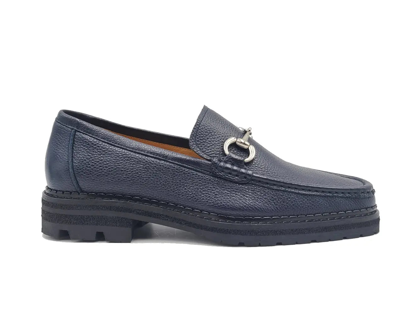 Pebble Leather Buckle Loafer Carrucci