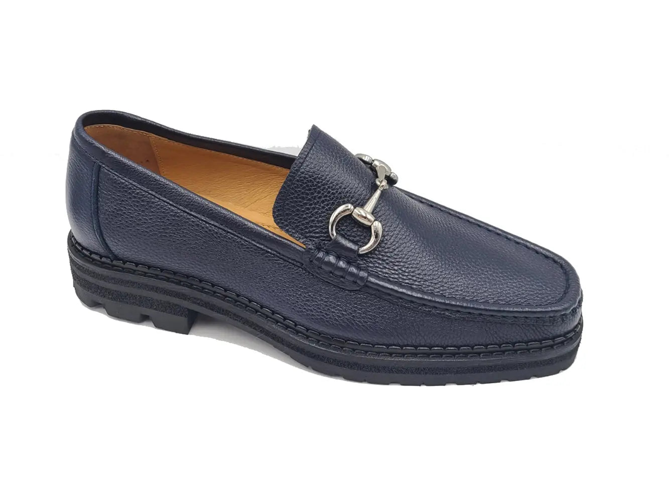 Pebble Leather Buckle Loafer Carrucci