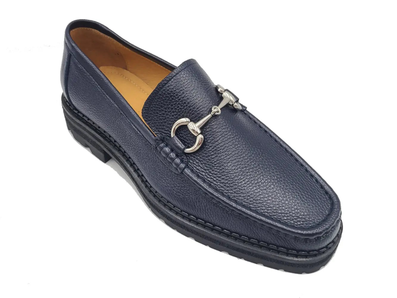 Pebble Leather Buckle Loafer Carrucci