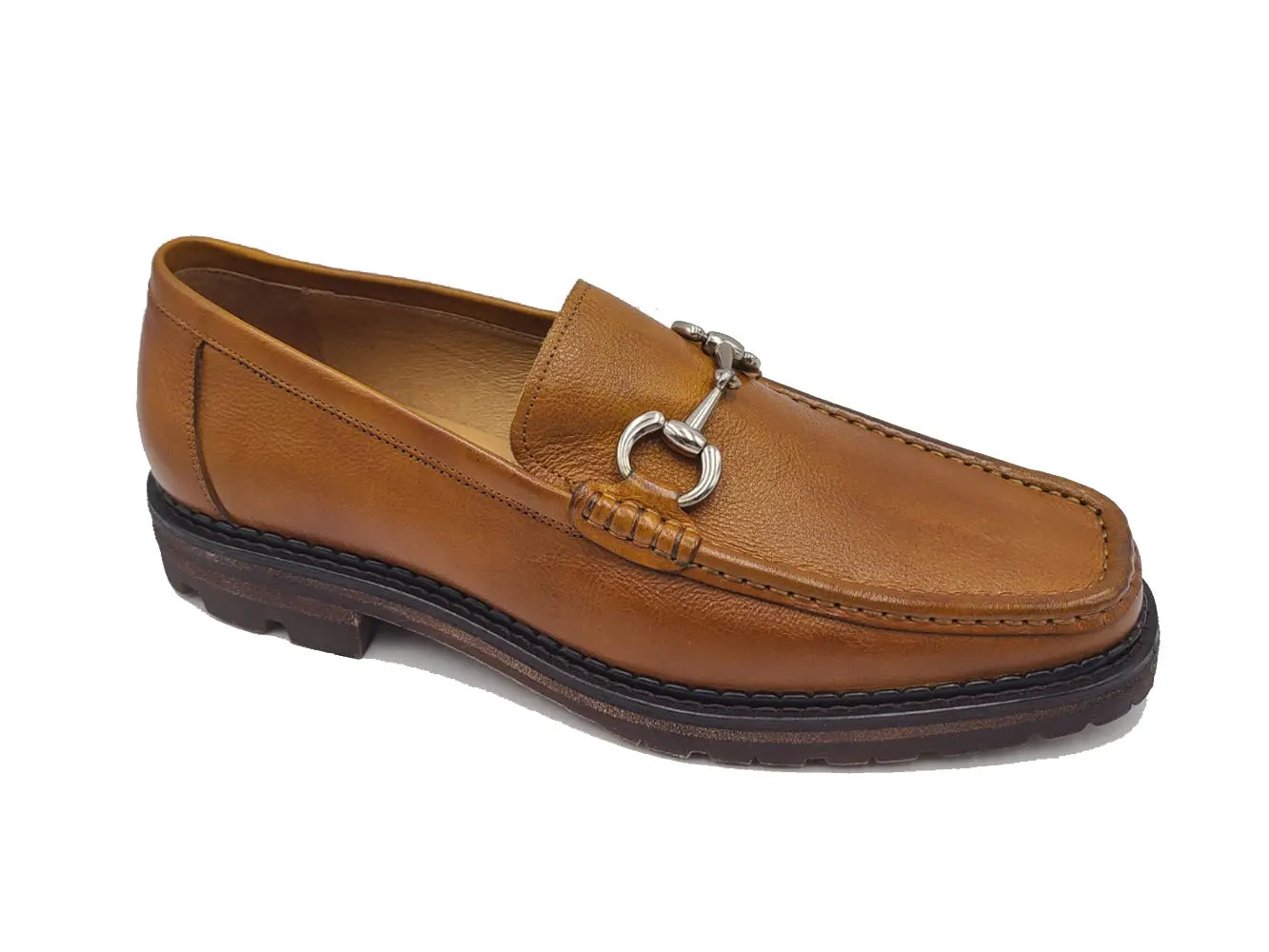 Pebble Leather Buckle Loafer Carrucci