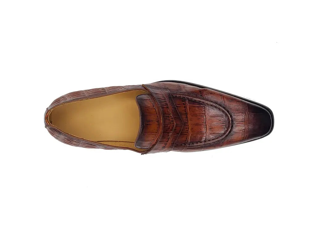 Penny Loafer Features Alligator Embossed Calfskin Carrucci