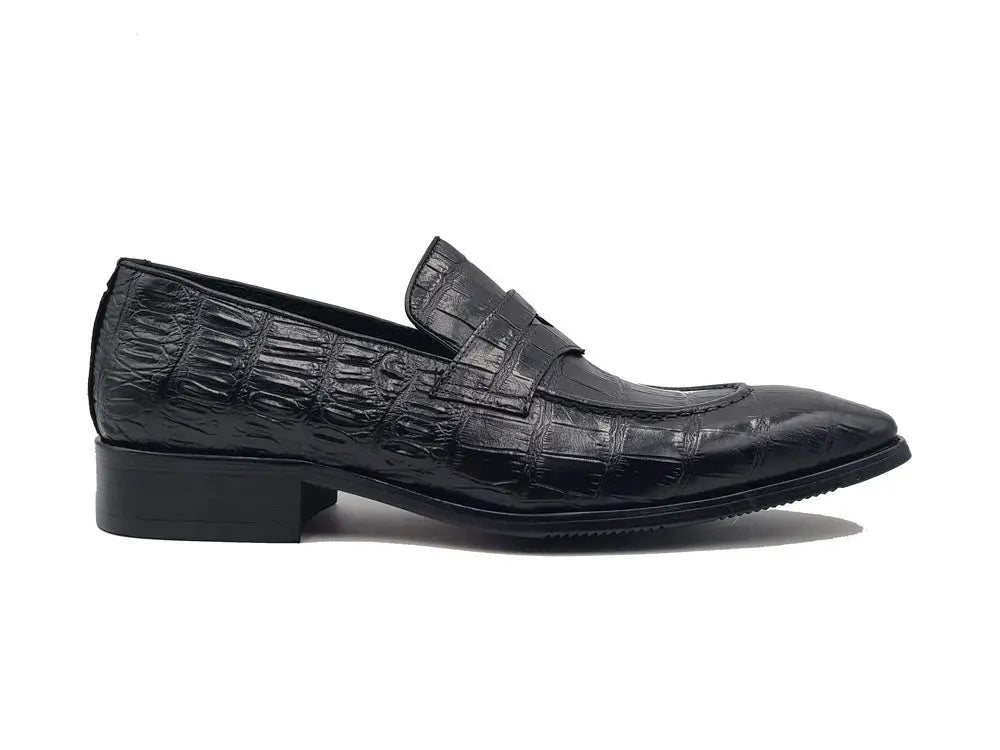 Penny Loafer Features Alligator Embossed Calfskin Carrucci