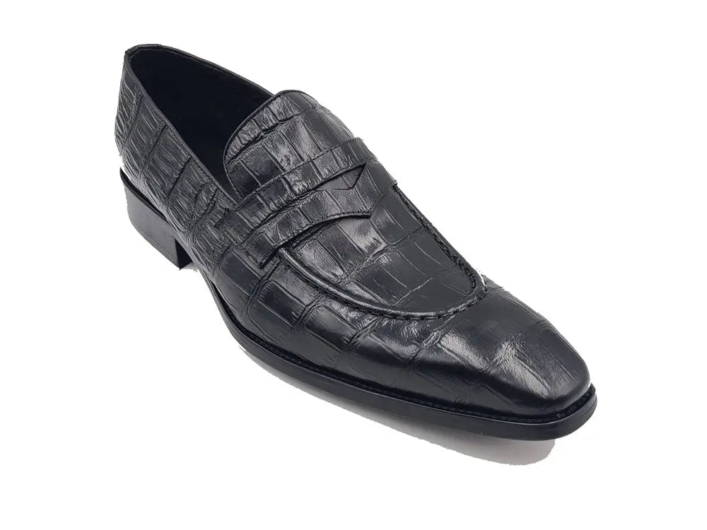 Penny Loafer Features Alligator Embossed Calfskin Carrucci