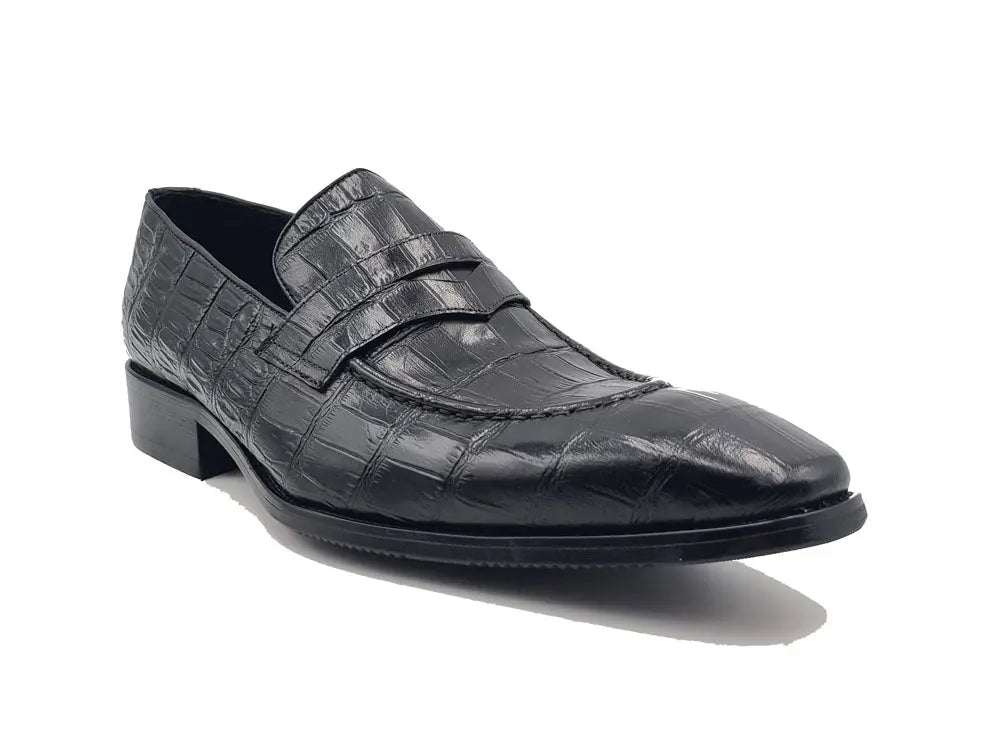 Penny Loafer Features Alligator Embossed Calfskin Carrucci