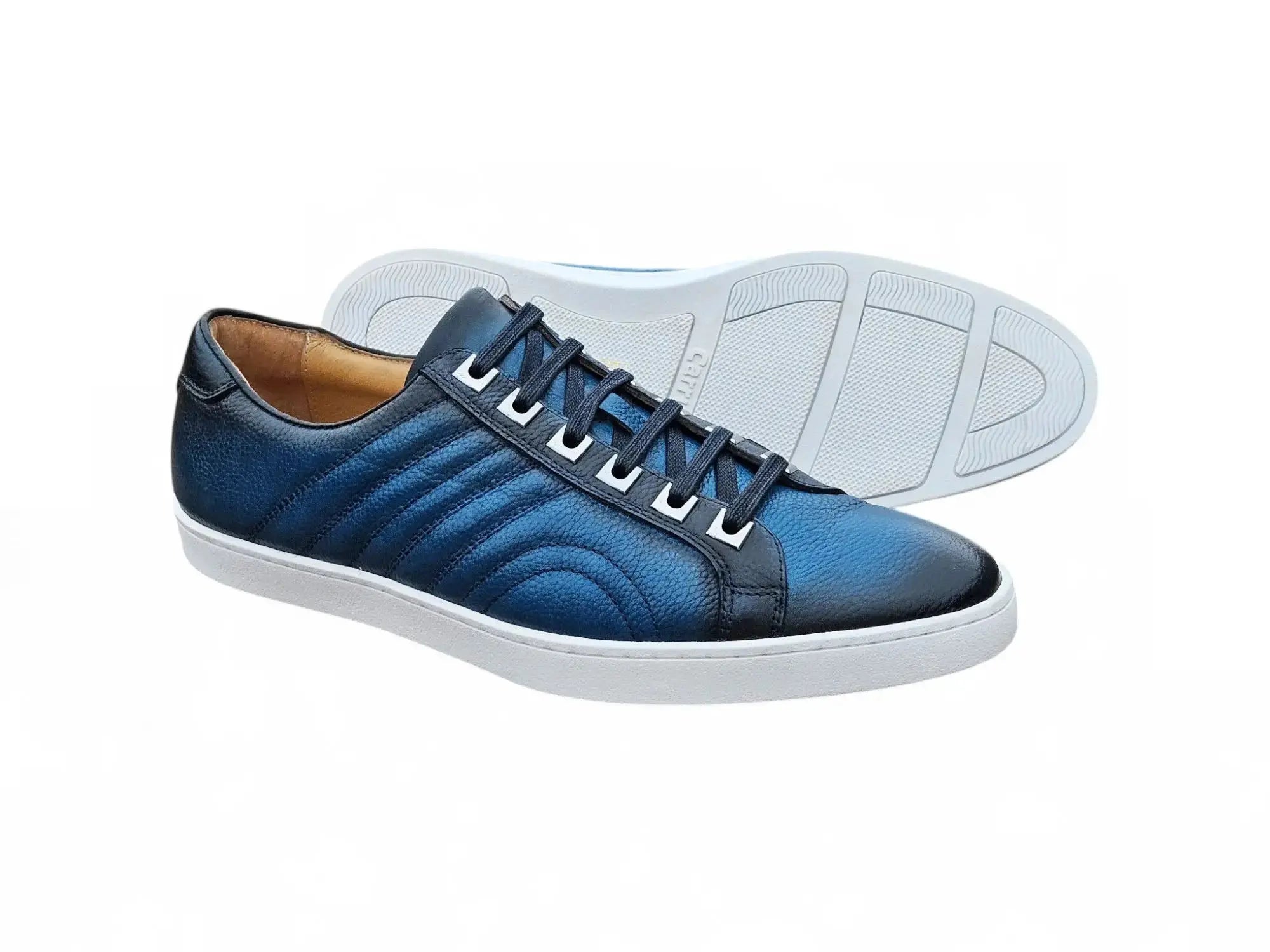Primo Hand Burnished Leather Sneakers Carrucci