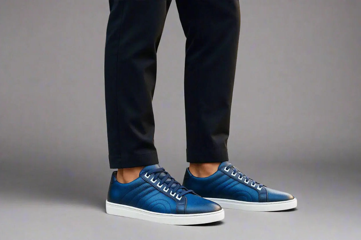 Primo Hand Burnished Leather Sneakers Carrucci