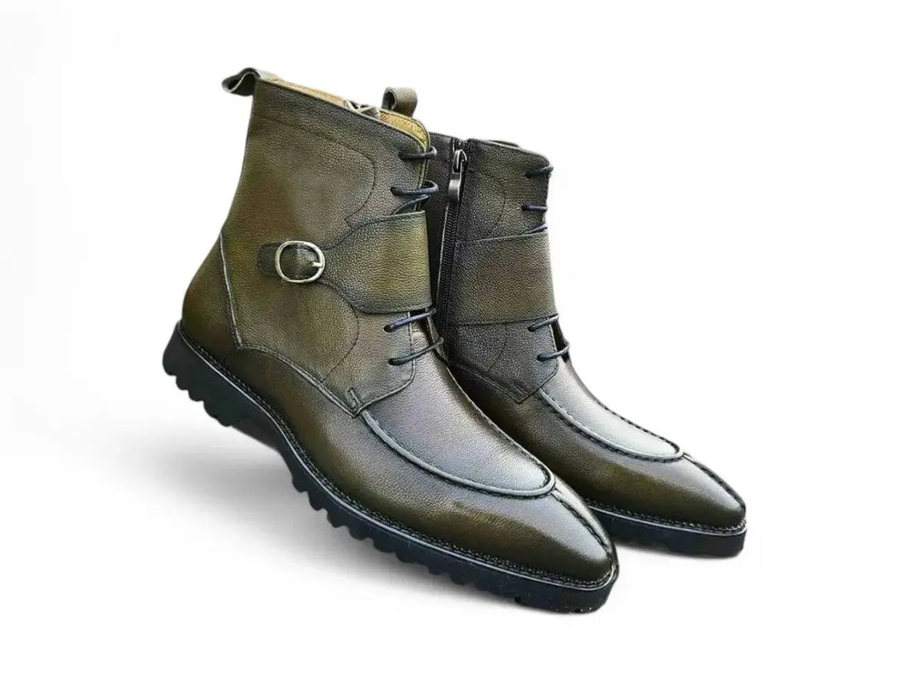 green emerald velvet dress Stylish Split Toe Lace-Up Boot Olive / 13