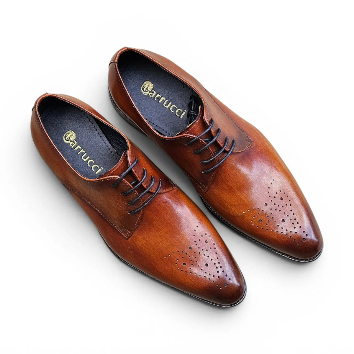 Signature Burnished Lace-up Derby - Carrucci Shoes Cognac / 10 Signature Burnished Lace-up Derby - Carrucci Shoes Cognac / 10