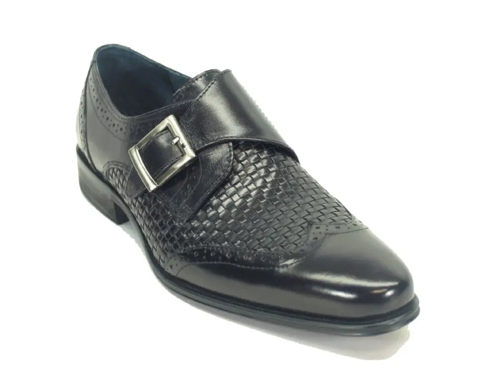 Single Monk Strap Leather Braided Shoe Carrucci