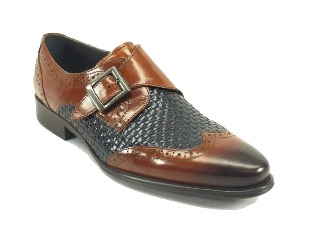 Single Monk Strap Leather Braided Shoe Carrucci