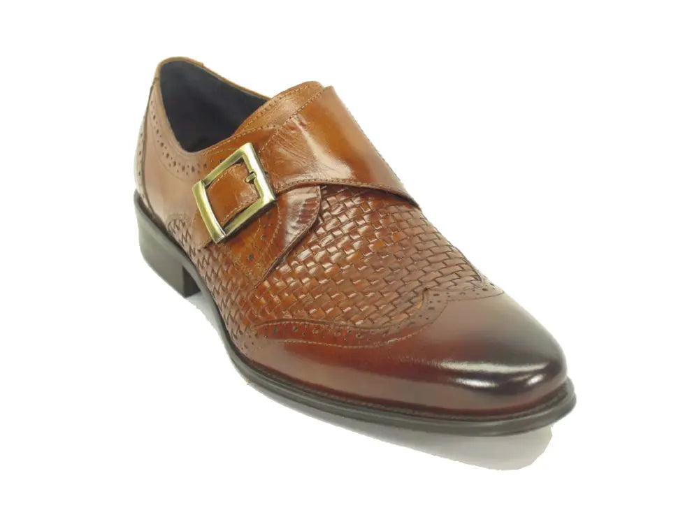 Single Monk Strap Leather Braided Shoe Carrucci