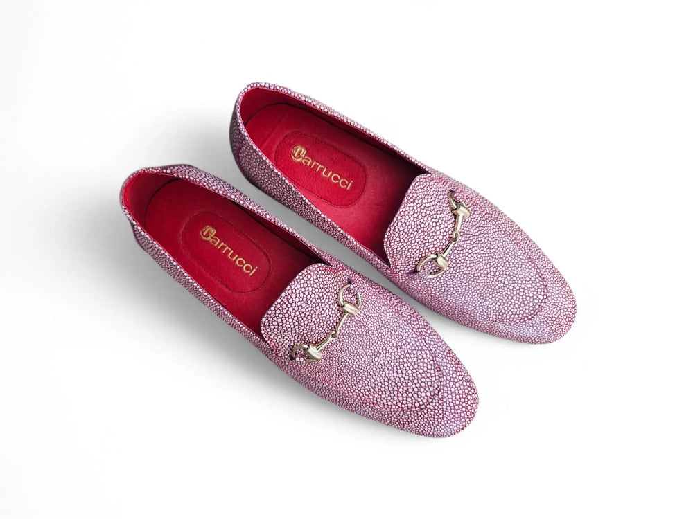 Stingray Embossed Horsebit Loafer - Carrucci Shoes Red / 10 Stingray Embossed Horsebit Loafer - Carrucci Shoes Red / 10
