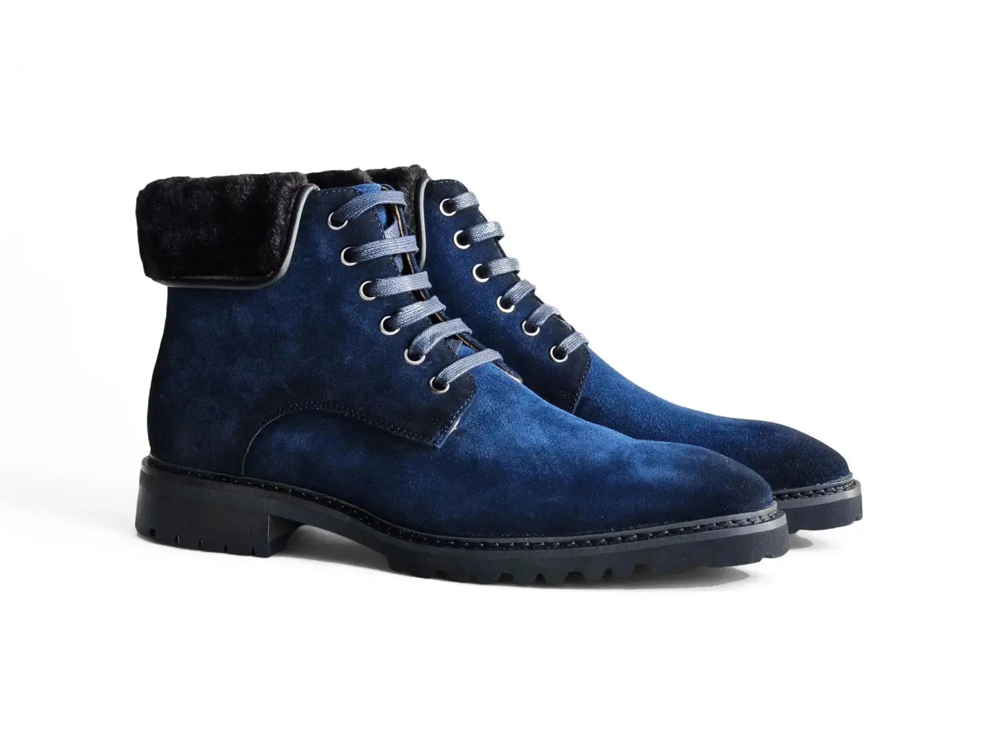 Suede Faux Shearling Combat Boot Carrucci