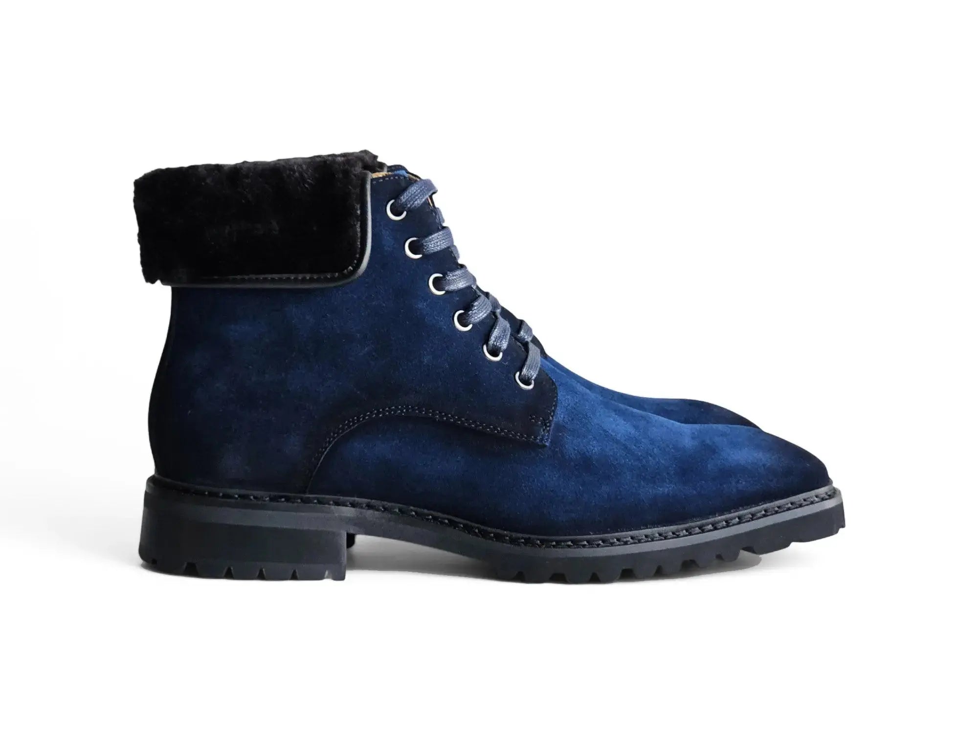 Suede Faux Shearling Combat Boot Carrucci