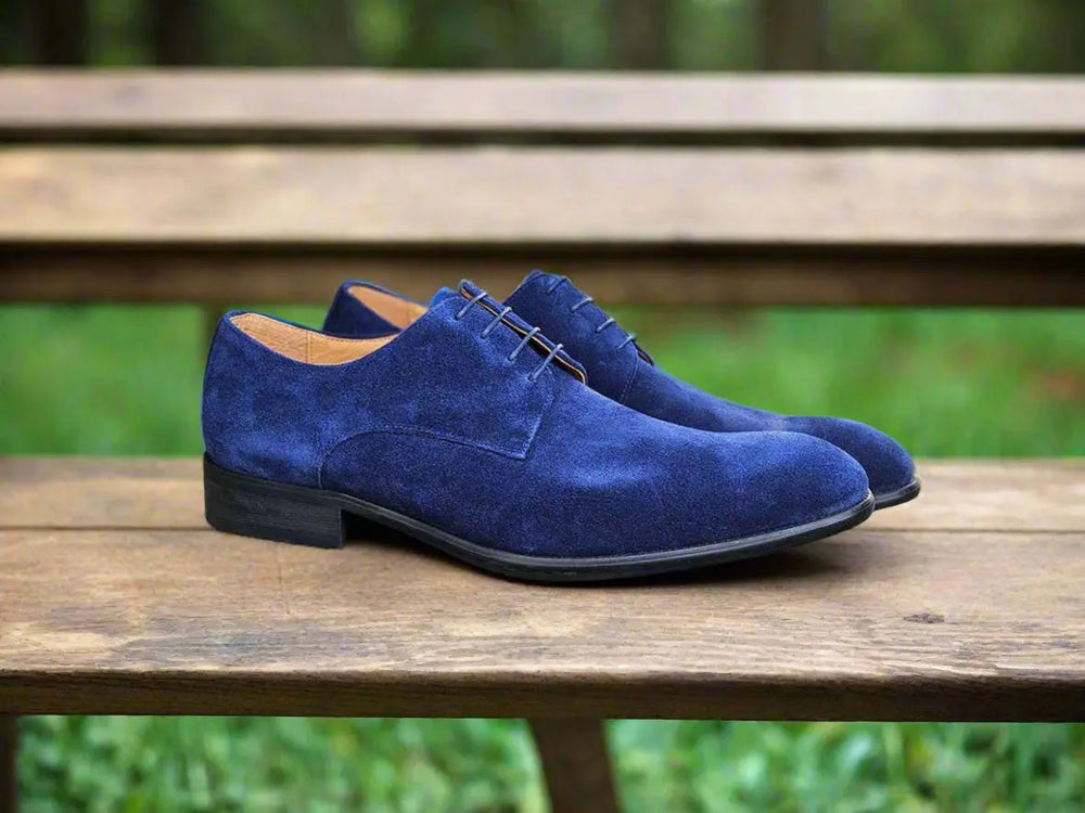 Suede Navy Blue Work Shoes Handmade Men Royal Blue Suede Moccasin Shoes, Formal Dress Leather Shoes Suede Navy Blue Work Shoes Handmade Men Royal Blue Suede Moccasin Shoes, Formal Dress Leather Shoes