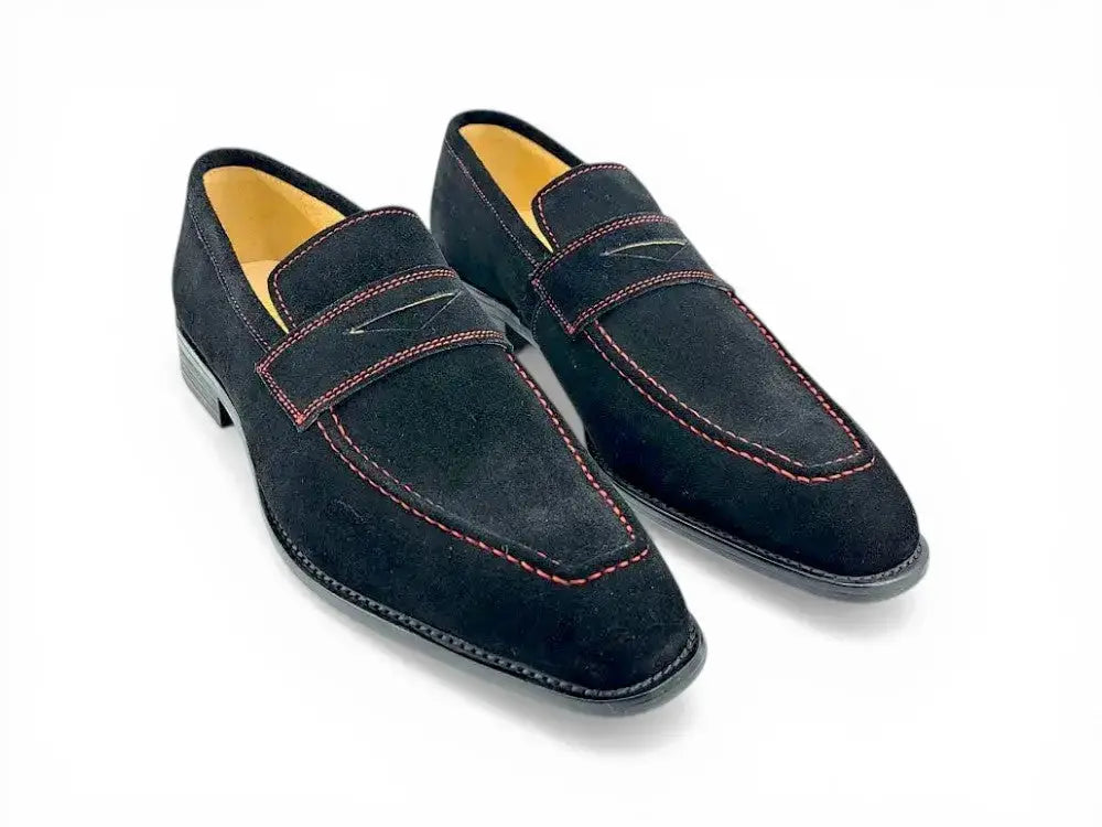 Suede Penny Loafer contrast stitching Carrucci