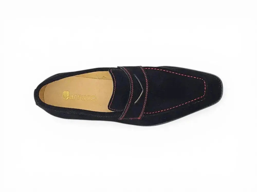 Suede Penny Loafer contrast stitching Carrucci
