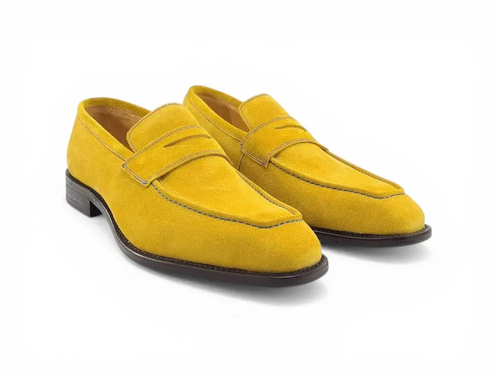 Suede Penny Loafer contrast stitching Carrucci