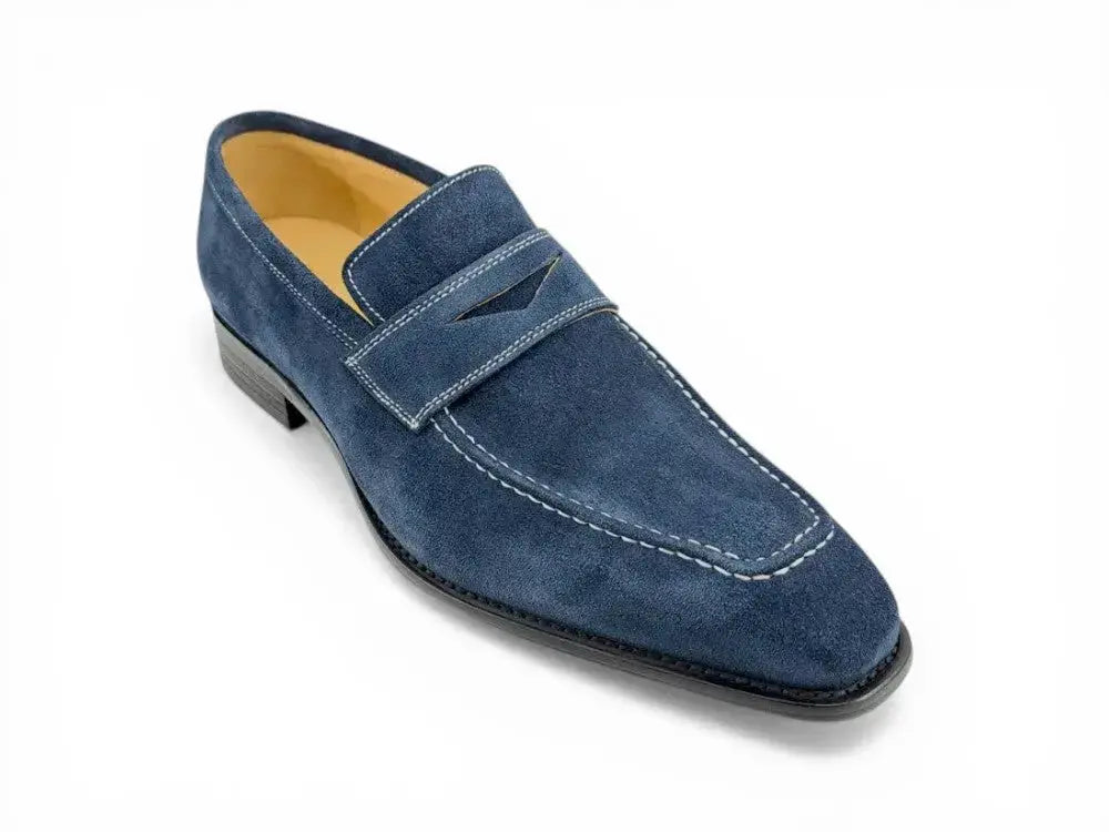 Suede Penny Loafer contrast stitching Carrucci