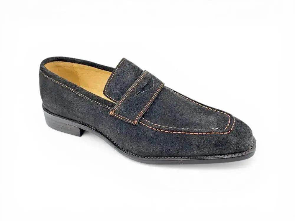 Suede Penny Loafer contrast stitching Carrucci