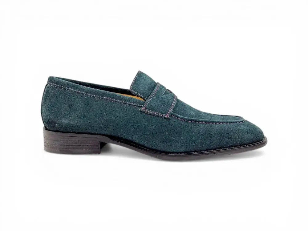 Suede Penny Loafer contrast stitching Carrucci