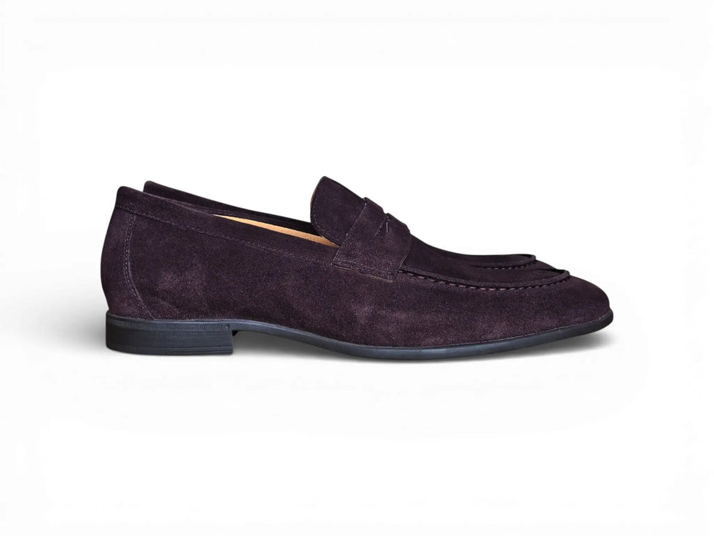 Carrucci dark purple Suede Loafers with tassels size 8.5 D red leather insole Burnished Suede Penny Loafer - Carrucci Shoes main image 4