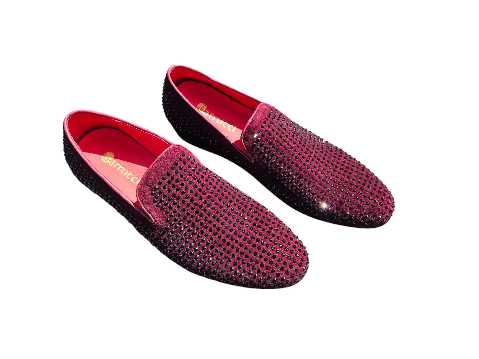men's dress shoes burgundy Suede Studs Formal Dress Shoes