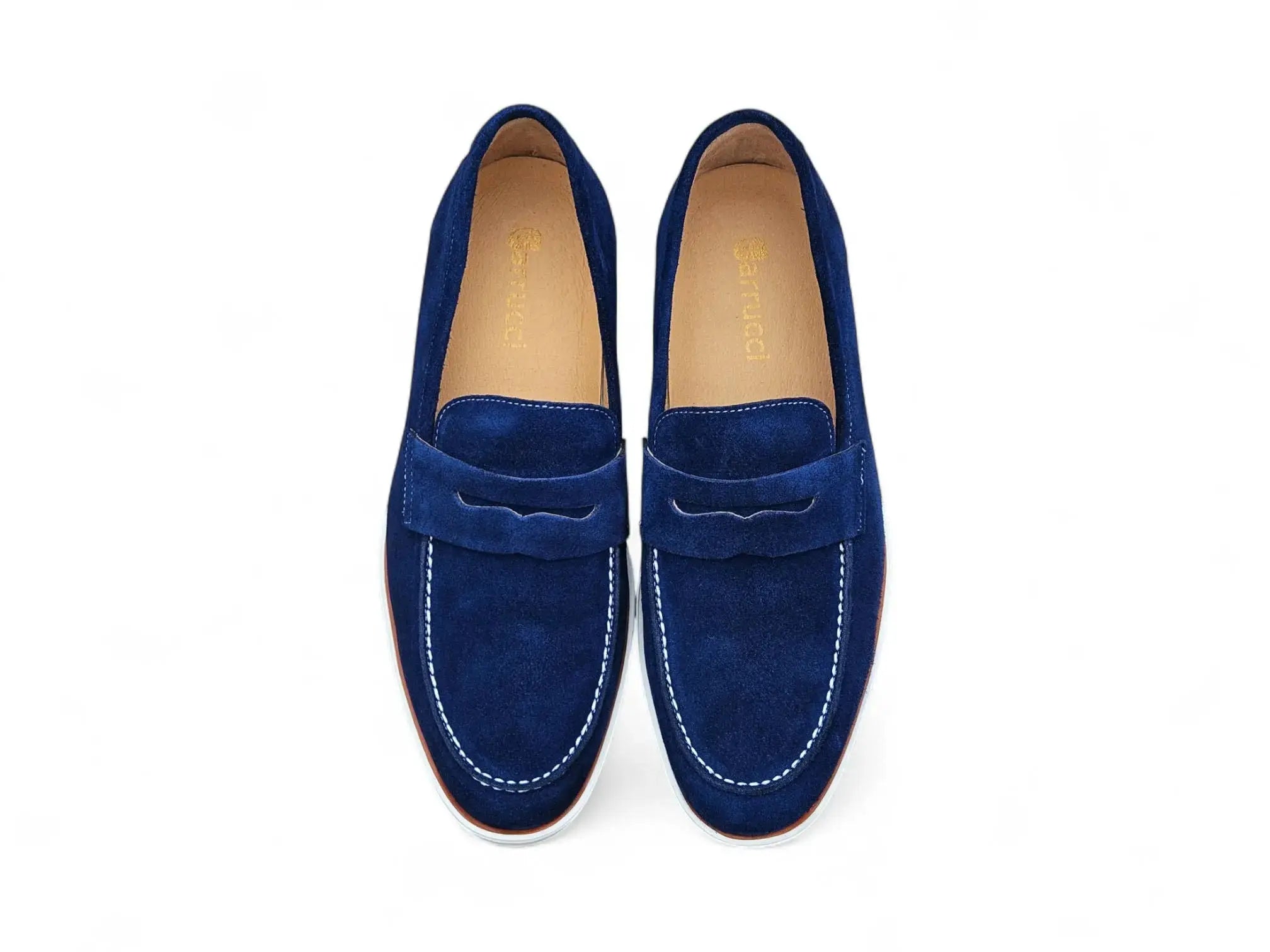 Supple Suede Penny Loafer with Sporty Sole Carrucci