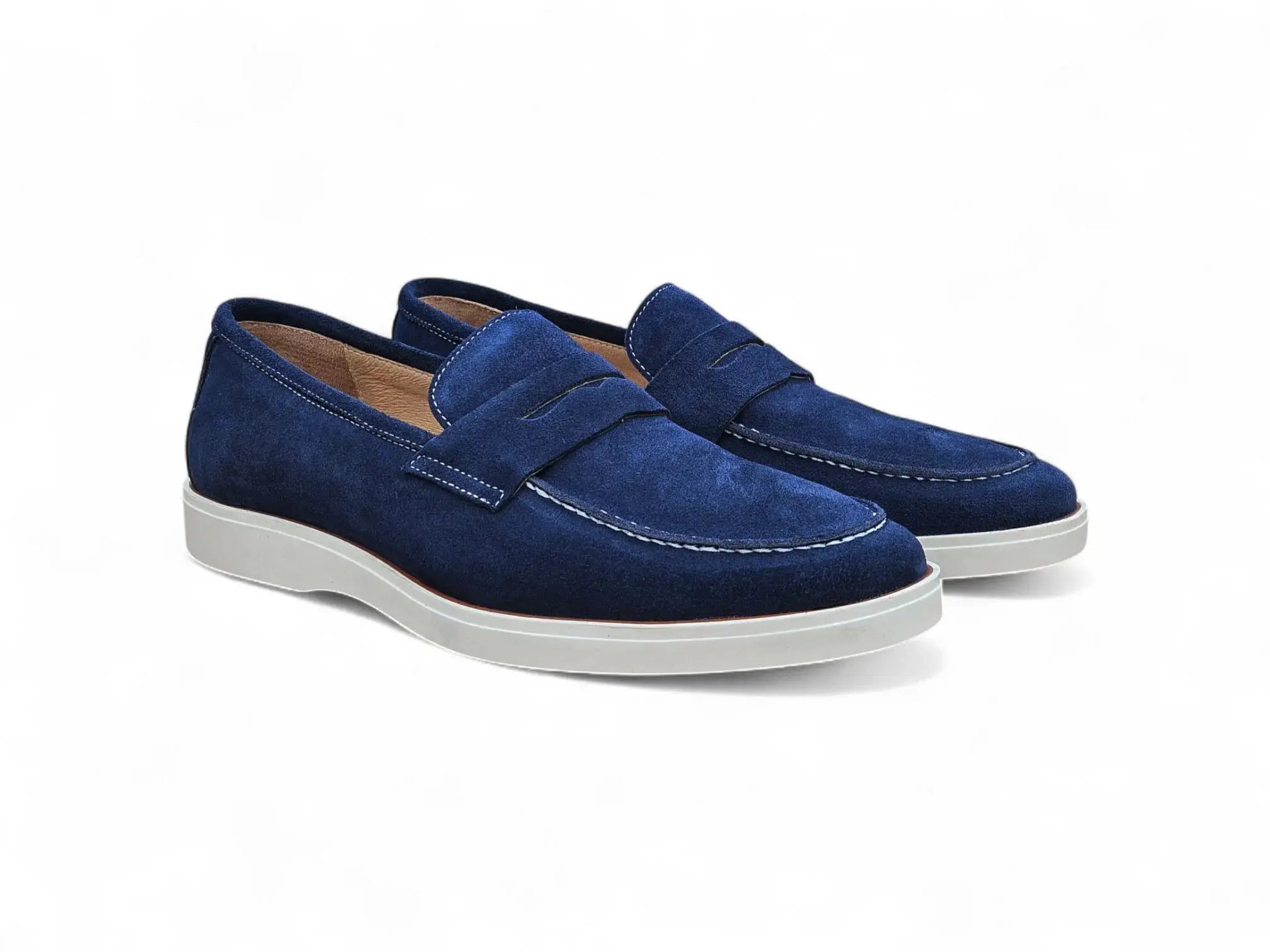 Supple Suede Penny Loafer with Sporty Sole Carrucci