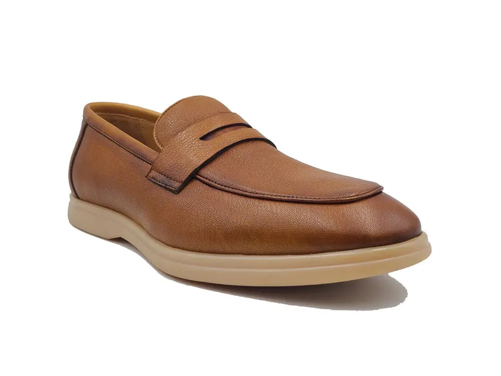 Tumble Calfskin Penny Loafer Carrucci