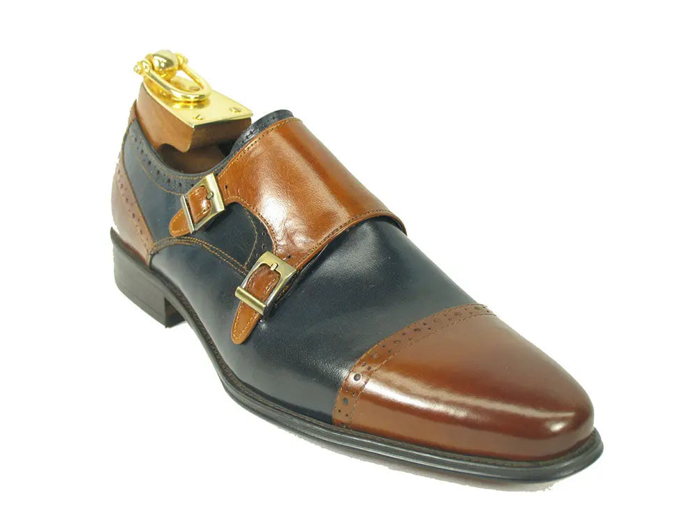 Two Tone Burnished Double Monk Strap Carrucci