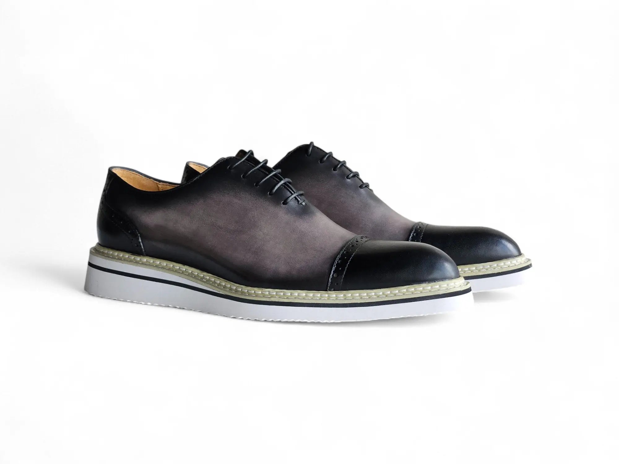 Two Tone Cap toe Calfskin Oxford Carrucci