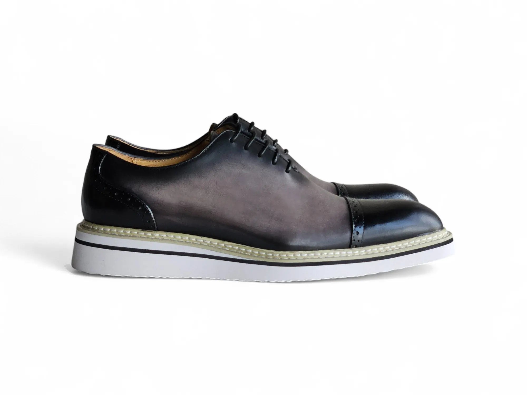 Two Tone Cap toe Calfskin Oxford Carrucci