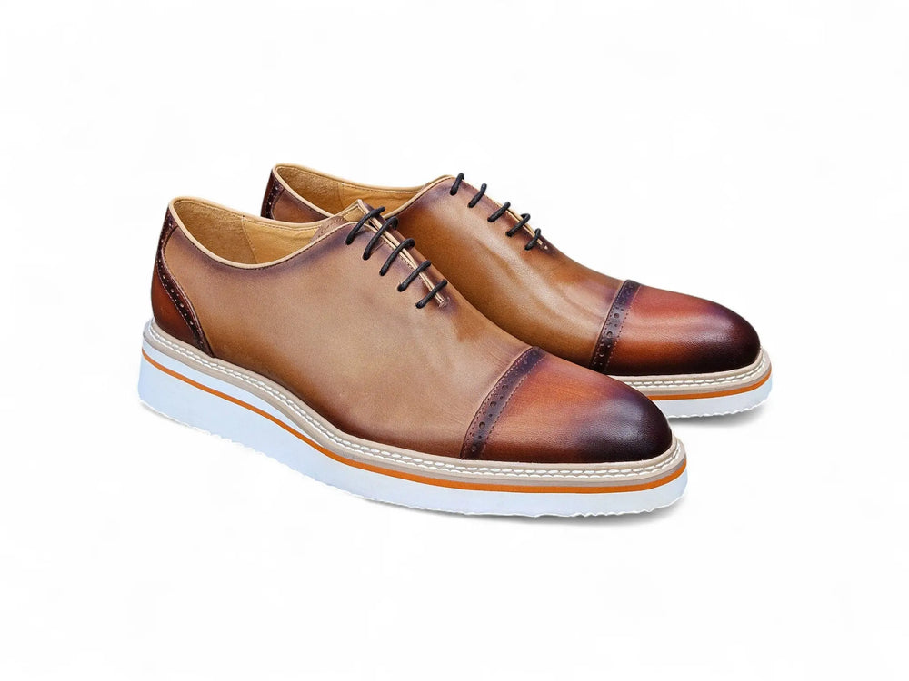 joe browns cat dress Paul Parkman Men's Captoe Oxfords Brown Hand Painted Shoes (ID#077 BRW) EU 47
