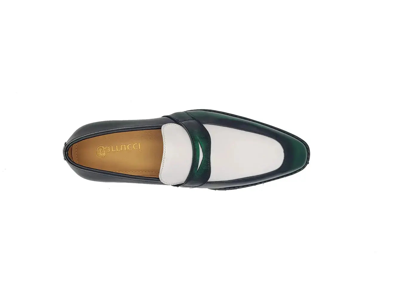Two Tone Patent Leather Penny Loafer Carrucci