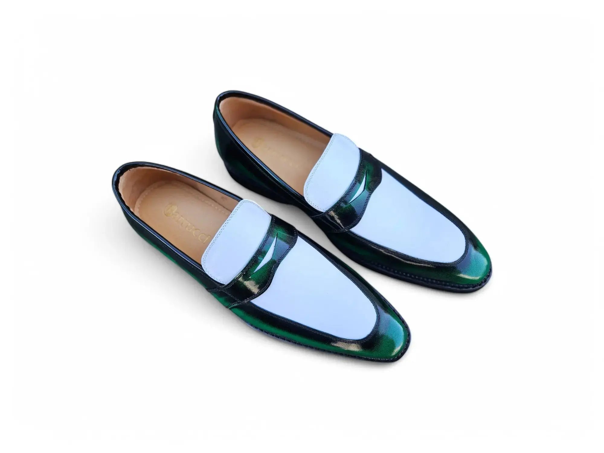 Two Tone Patent Leather Penny Loafer Carrucci