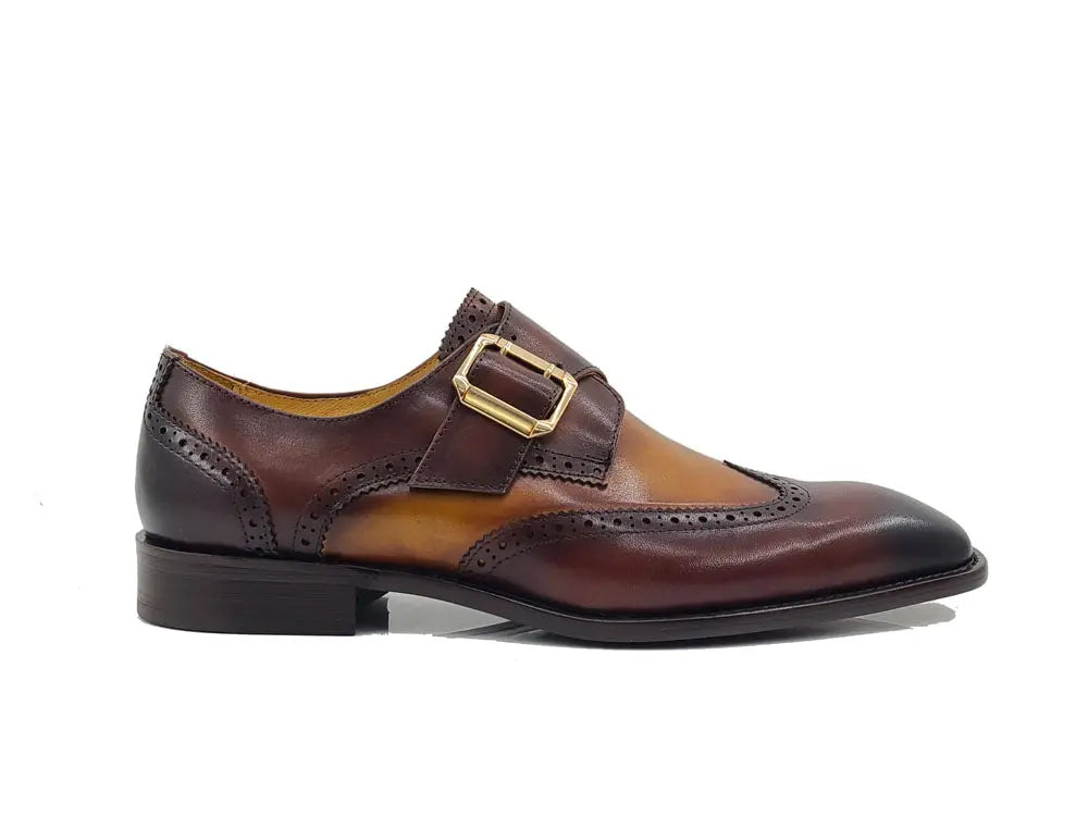 Two Tone Wingtip Monk Strap Carrucci