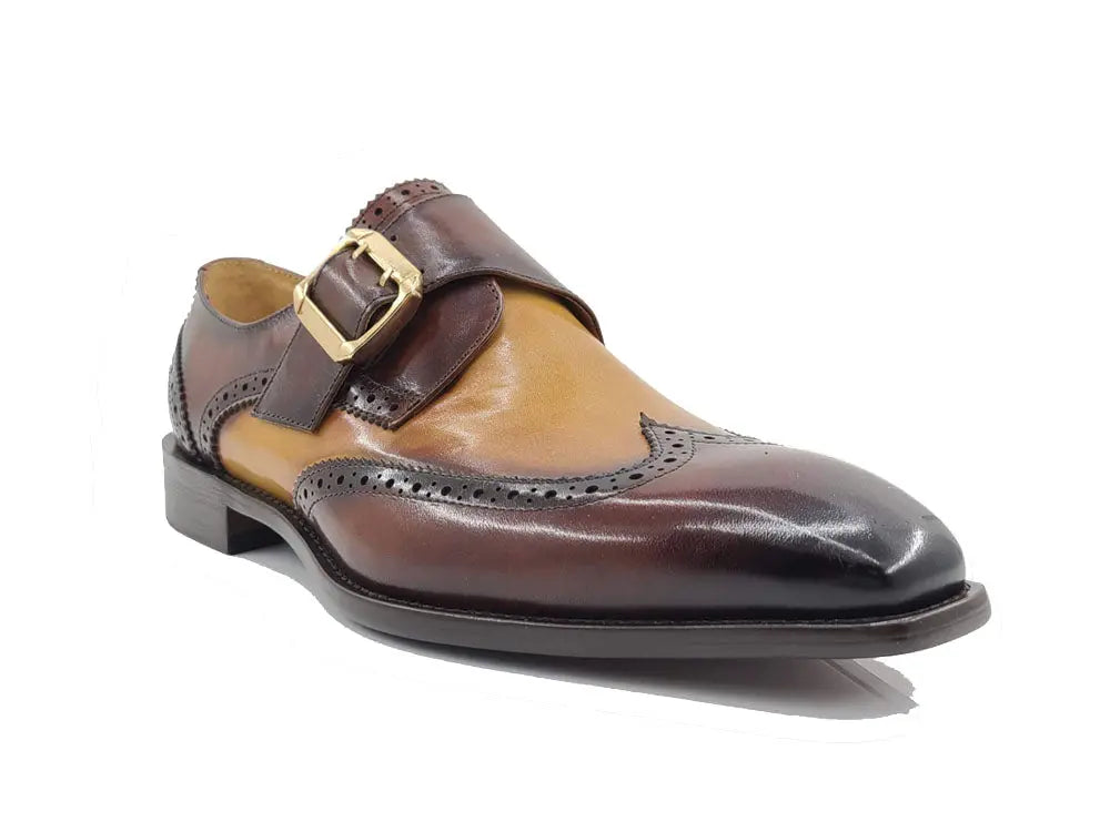 Two Tone Wingtip Monk Strap Carrucci