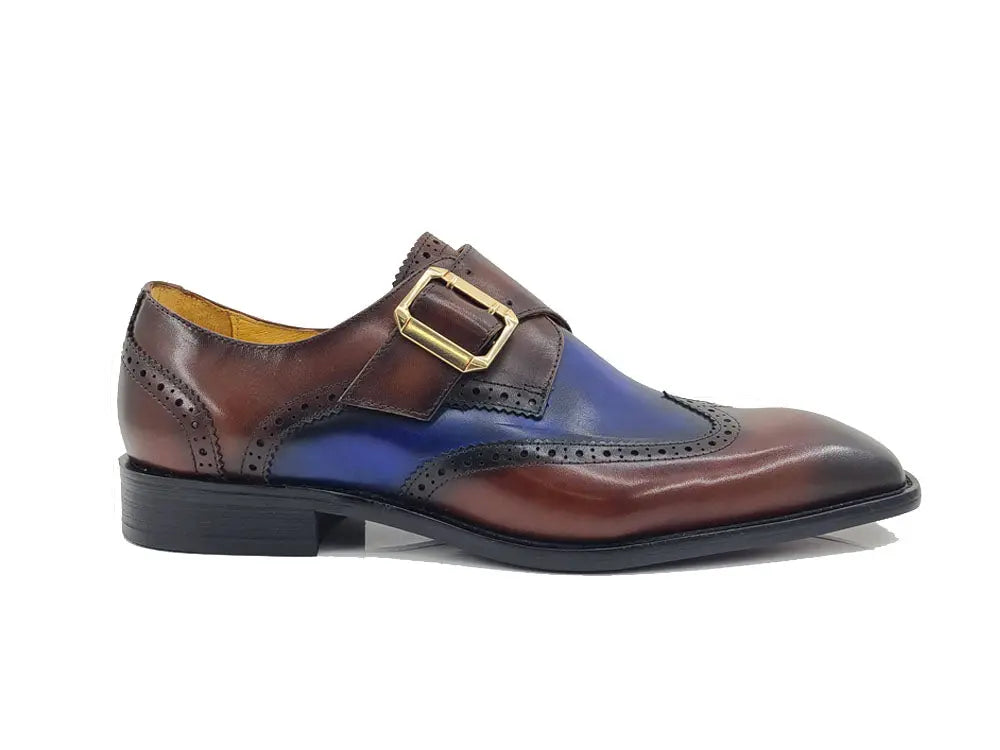 Two Tone Wingtip Monk Strap Carrucci