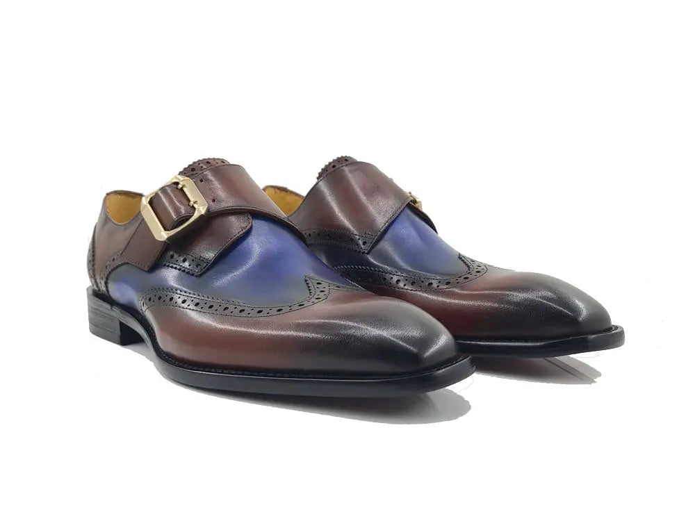 Two Tone Wingtip Monk Strap Carrucci