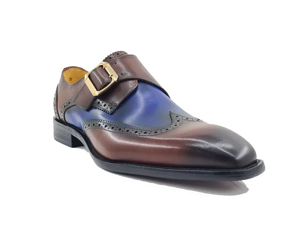 Two Tone Wingtip Monk Strap Carrucci