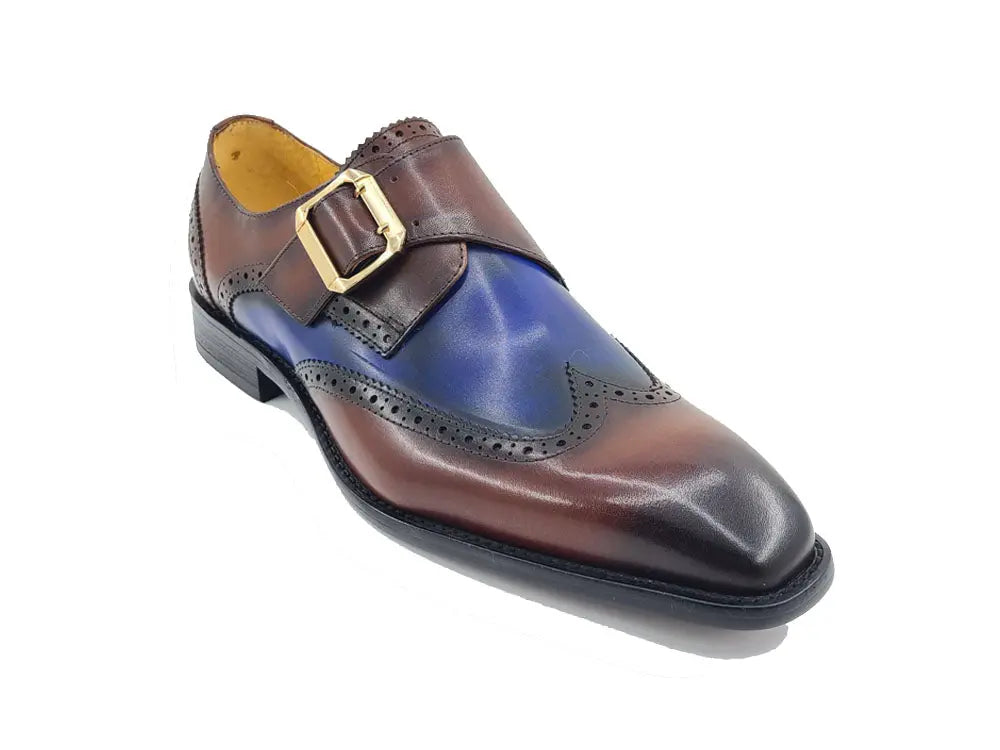 Two Tone Wingtip Monk Strap Carrucci