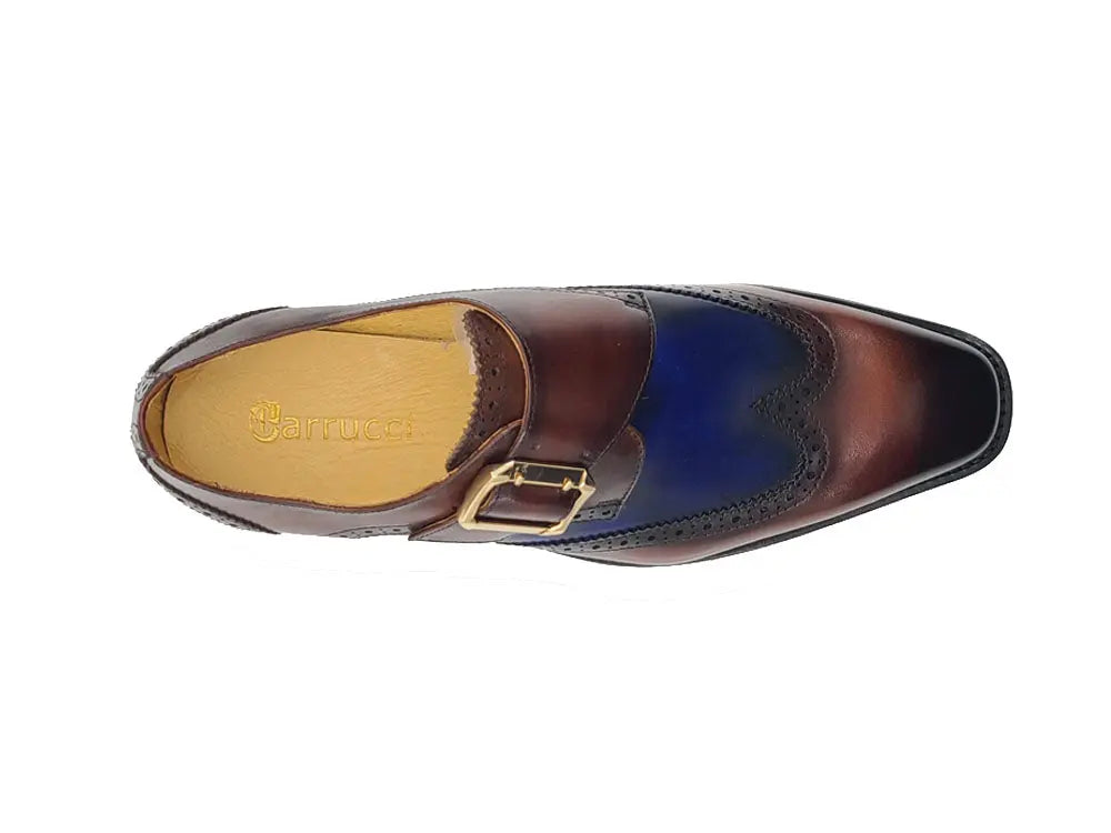 Two Tone Wingtip Monk Strap Carrucci