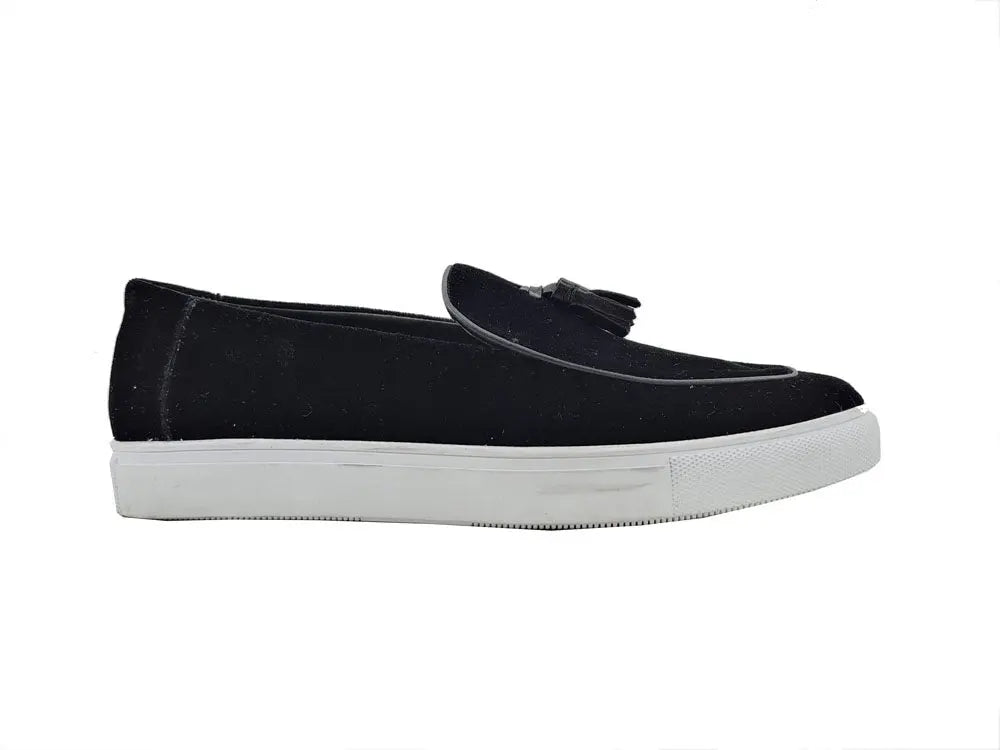 Velvet Sneaker with Leather Tassel Carrucci