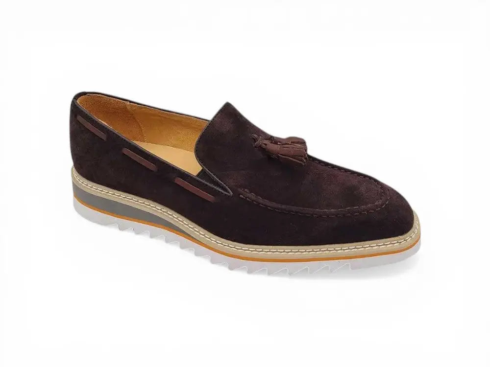 Venetian Suede Loafer with Calfskin Tassel Carrucci