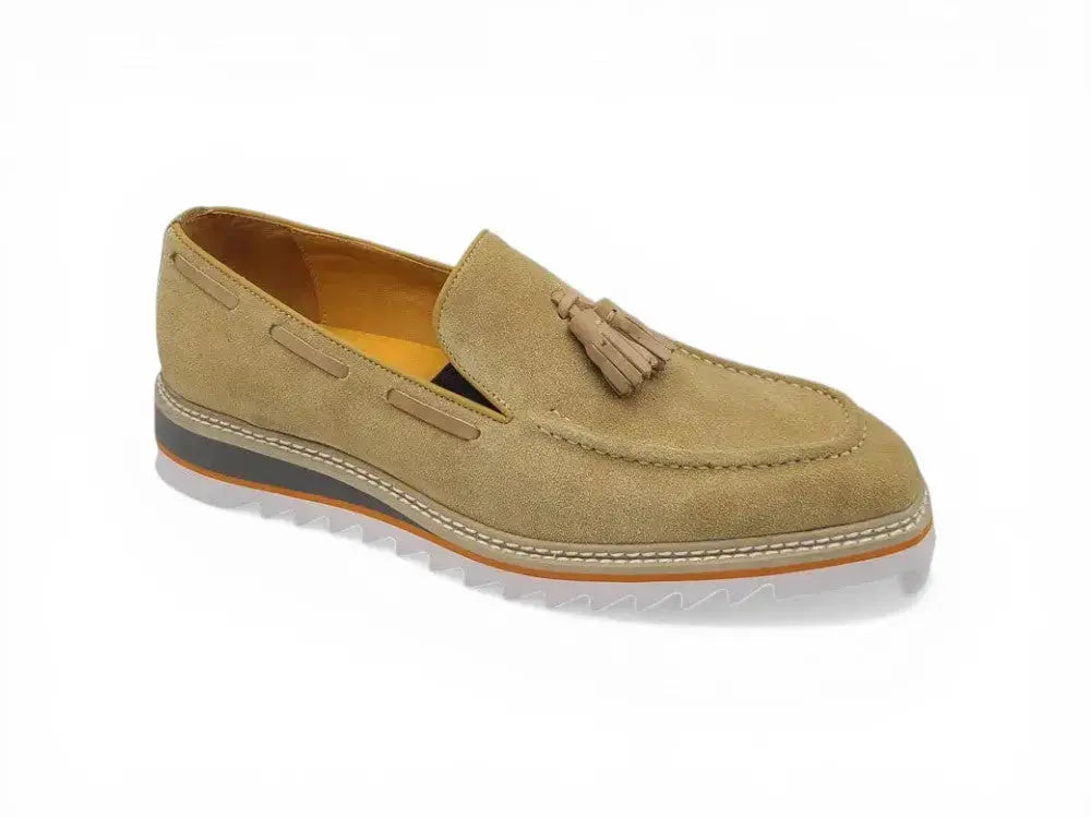 Venetian Suede Loafer with Calfskin Tassel Carrucci