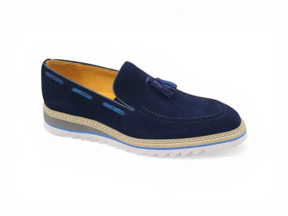 Venetian Suede Loafer with Calfskin Tassel Carrucci