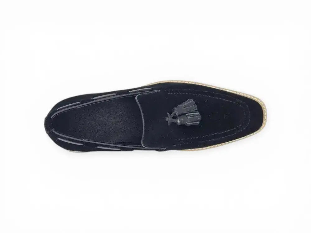 Venetian Suede Loafer with Calfskin Tassel Carrucci