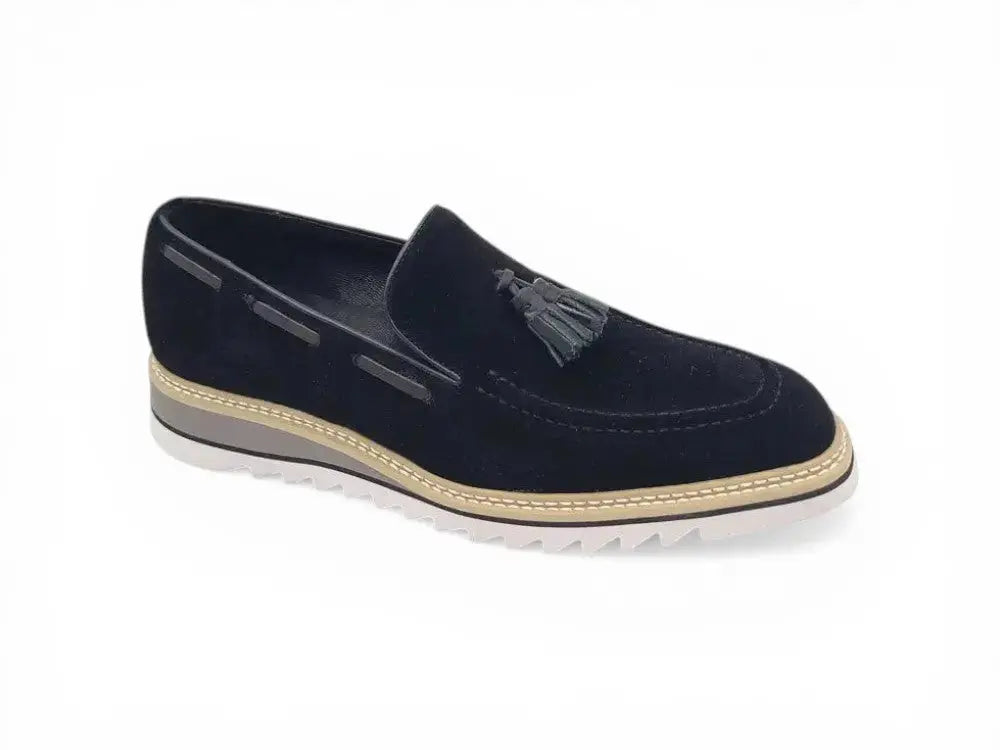 Venetian Suede Loafer with Calfskin Tassel Carrucci